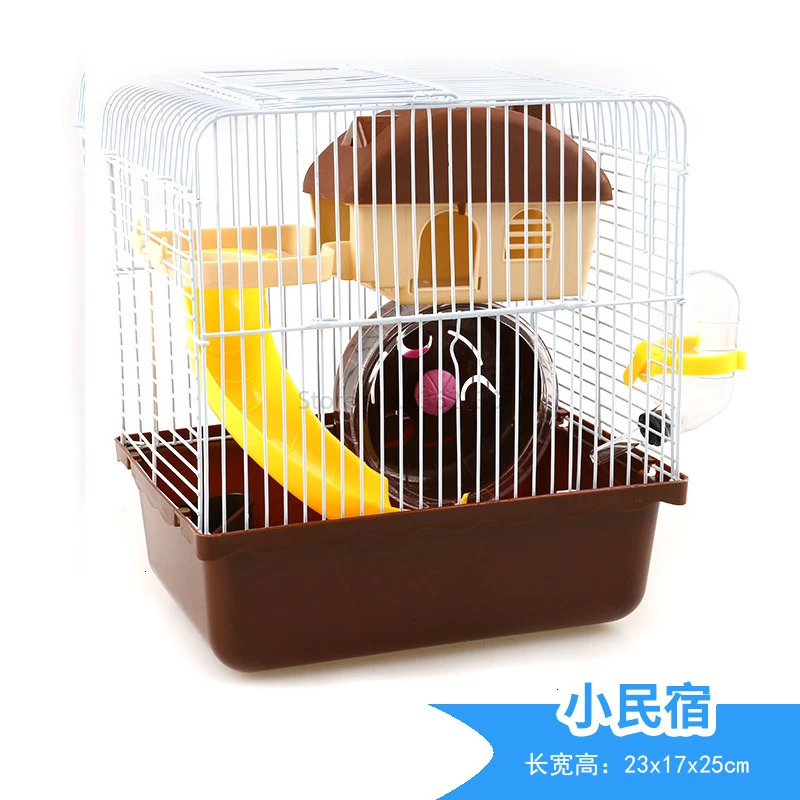 Цвет: желтый Hamster cage golden silk bear nest villa hamster supplies double-decker villa castle small pastoral - Цвет: Цвет: желтый