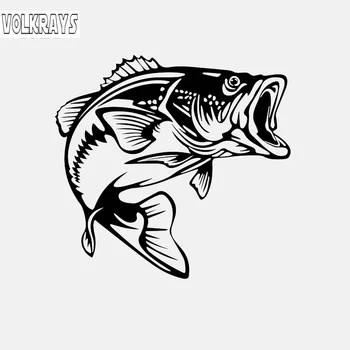 

Volkrays Personality Car Sticker Bass Fish Fishing Accessories Reflrctive Sunscreen Vinyl Decal Black/Silver,12cm*13cm