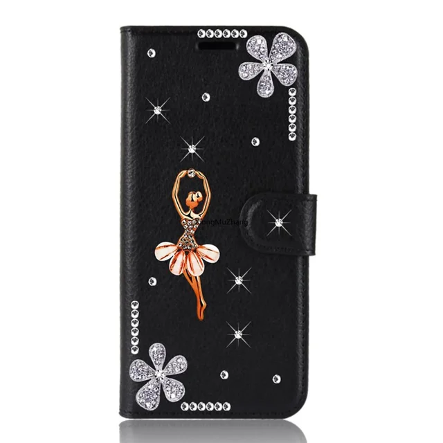 Luxury Glitter Bling Diamond Flip Leather Wallet Funda Bag Cover for IPhone 13 Pro Max 11 Mini 12 Pro Max 8 7 6Plus Xr XsMax 12 Rose Red