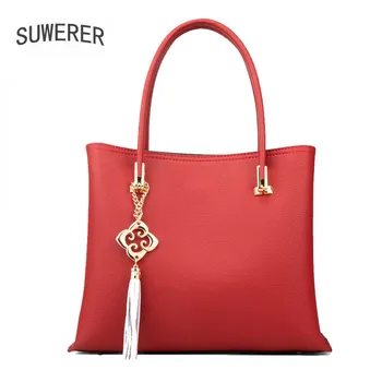 

New Red Women Leather Bags cowhide leather shoulder bag women luxury handbags women bags designer brand luxury handbag Red bag
