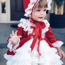 Розничная, 4 предмета в комплекте для девочек Шнуровка с бантиком Испания платья Дети класса люкс в стиле «лолита» платье принцессы вечерние платье осеннее рождественское милое Детские испанская одежда