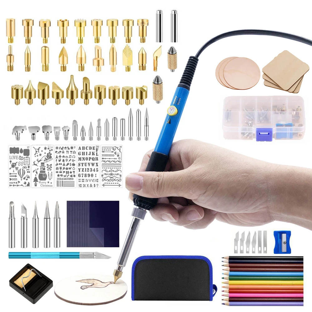 Electric Soldering Iron DIY Wood Burning Kit Heat Transfer Gourd Engraving Pyrography Pen Tool Welding Embossing Burning Craft 28pcs 60w wood burning kit carving pyrography pen kit adjustable temperature soldering iron welding wood embossing