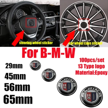 

for bmw badge 100pcs/set 65MM 56MM 45MM 29MM Car Sticker Wheel Rim Cap Logo Steering Label Epoxy/Aluminum Emblem Covers