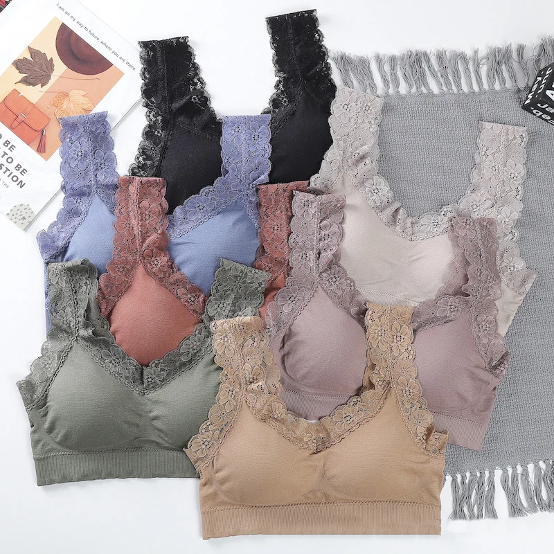 One Piece Sexy Lingerie For Women Tube Top Bra Seamless Lace Brassiere Women's Sports Bra Fashion Crop Top Female Underwear Tops