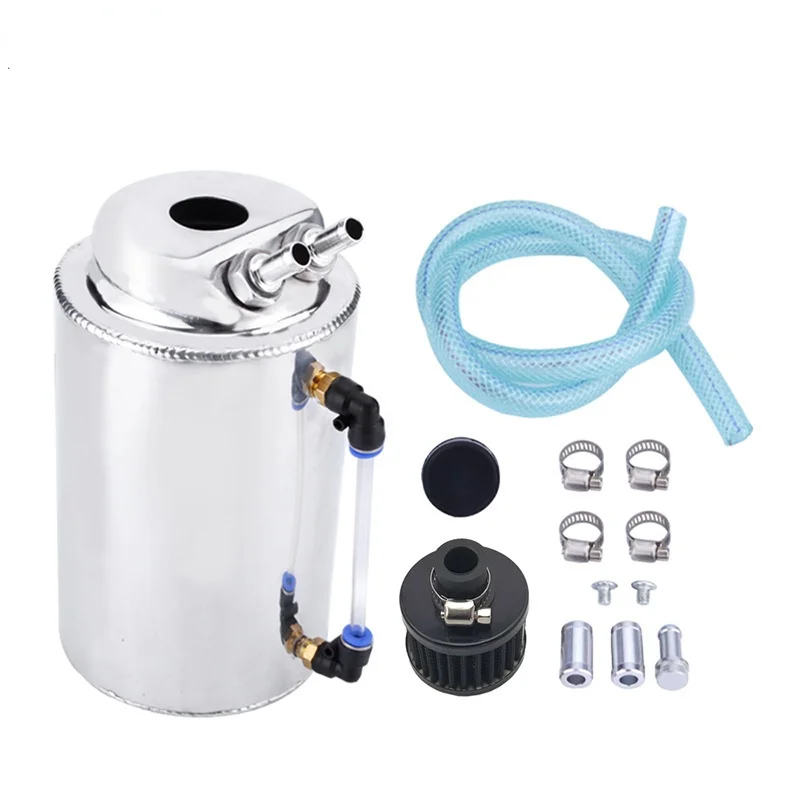 

Universal 2L Round Aluminium Oil Catch Tank Can With Breather Air Filter Fuel Tanks