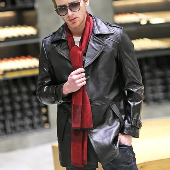 

Cow Genuine Leather Jacket Men Real Sheepskin Coat 2020 New Autumn Winter Vintage Single Breasted Sheep Skin Outerwear Male Tops