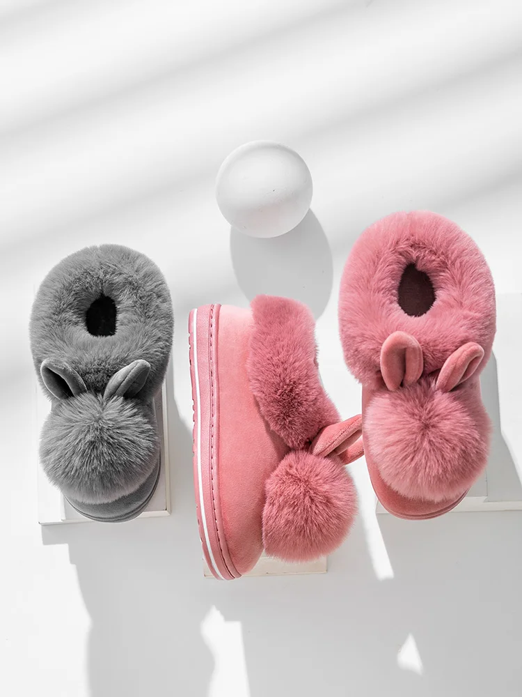 Pink Flock Warm Cotton Women Boots Cheap Winter Shoes Casual High top Fur Flats Outdoor Hot Women Snow Boots botines mujer 2021
