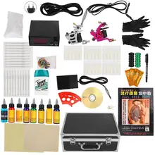 Тату-машина полный комплект пигменты татуировки педаль Набор иголок татуировки чернила практика кожи татуировки наборы