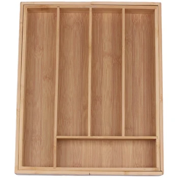 

Retractable Multi-Functional Bamboo Storage Box Cutlery Tray Bamboo Drawer Organizer Practical Groceries Storage Box