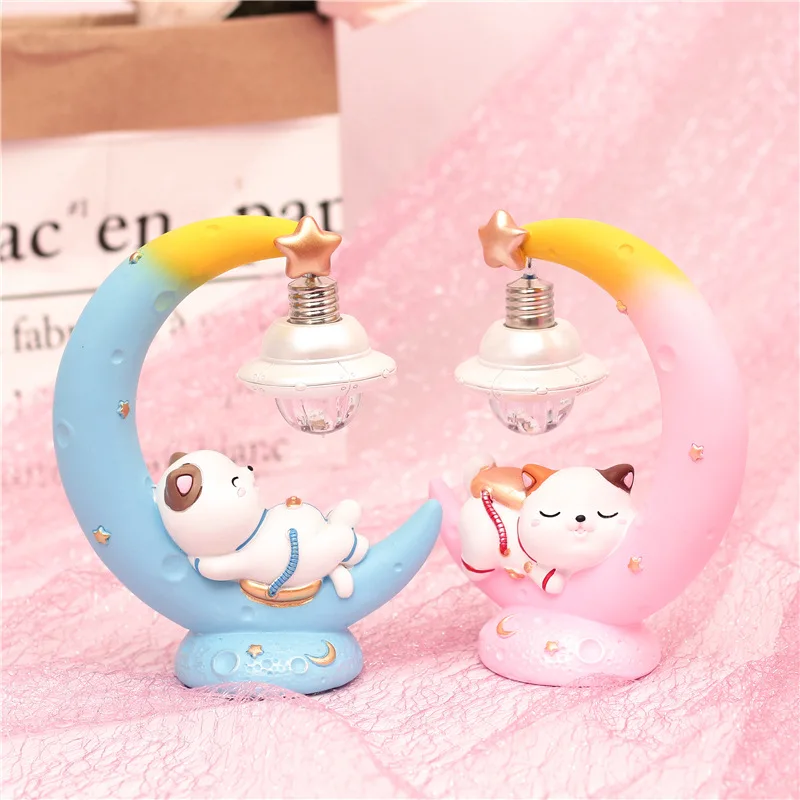 

The New LED Resin Moon Lucky Cat Night Light Moon Light Baby Nursery Lamp Breathing for Children Kid Girl Toy Christmas Gift