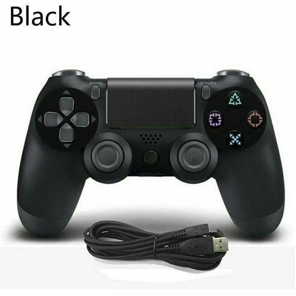 Дизайн PS4 контроллер Джойстик 8 цветов Micro-USB порт геймпад для игровая приставка Сони 4 PS4 игровая консоль с зарядным кабелем - Цвет: Black