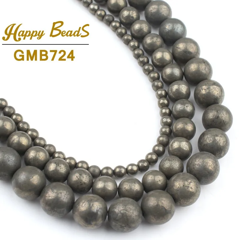 Natural Gemstone Ring Silver Pyrite FashionJewelry Making Beads Gemstone 15"DIY 