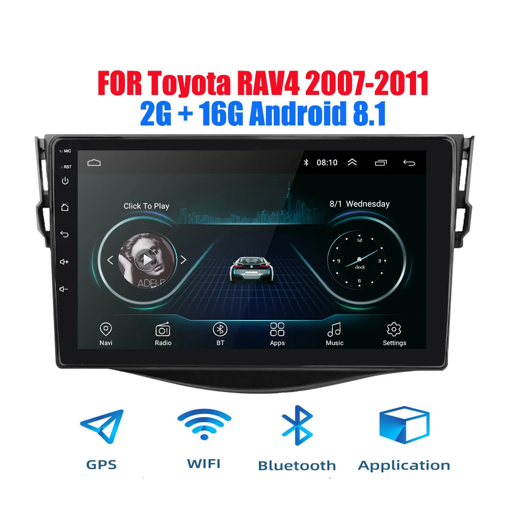 Threecar 2din Android 9 Ouad Core PX6 Автомагнитола стерео для Toyota RAV4 2007-2011 gps Navi Аудио Видео плеер Wifi