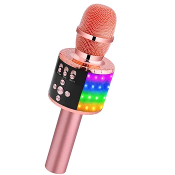 

Wireless Bluetooth Karaoke Microphone with Controllable LED Lights, Portable Handheld Karaoke Speaker Machine Christmas Birthday