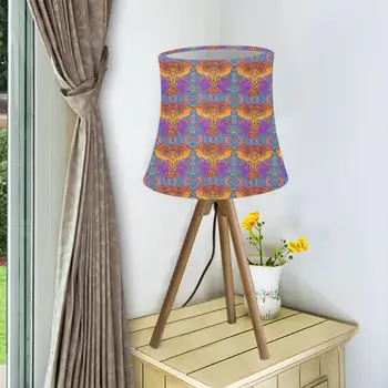 

Elastic Fabric Lamp Shade Indian Golden Elephant Print Modern Simple Style Light Shade Art Deco Lampshade Chandeliers Wall light