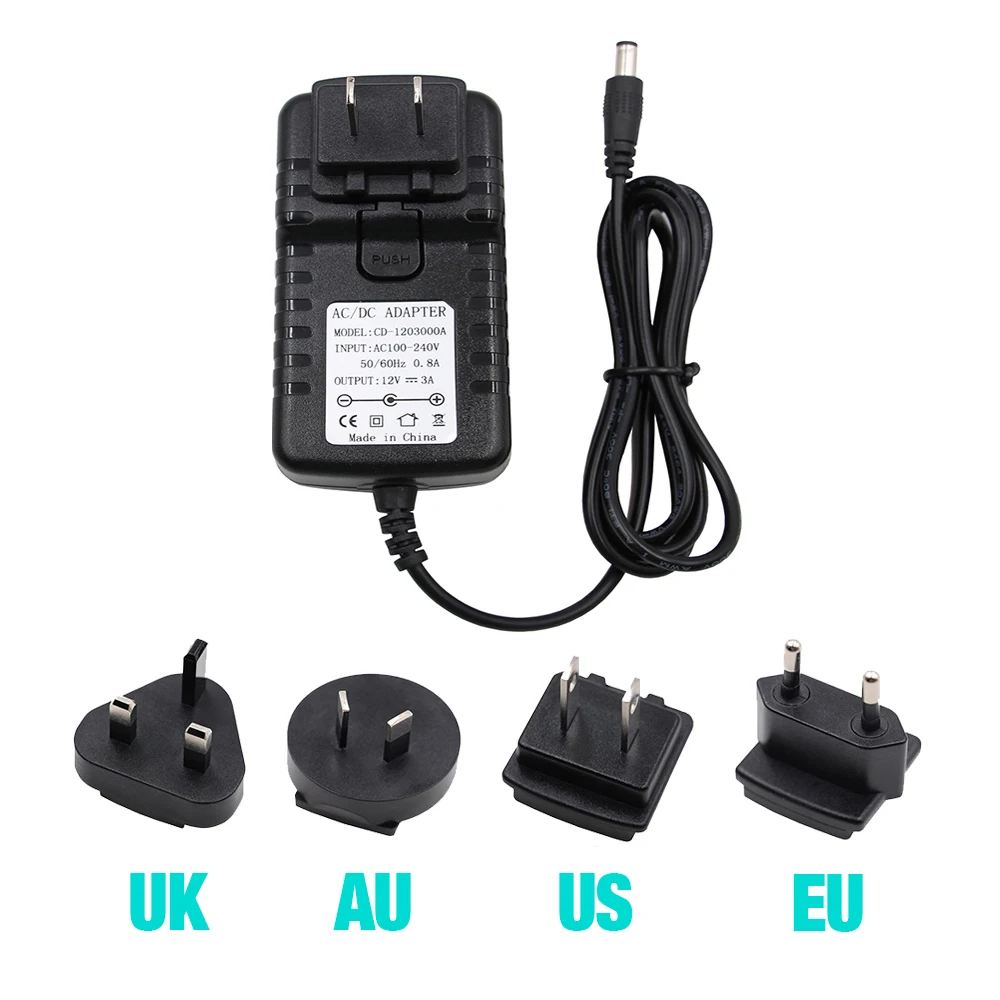 Bitfunx-fonte de Alimentação ac 110v 220v para dc 12 v Saída 3a Eua ue Reino Unido au Plugue de Melhor Qualidade