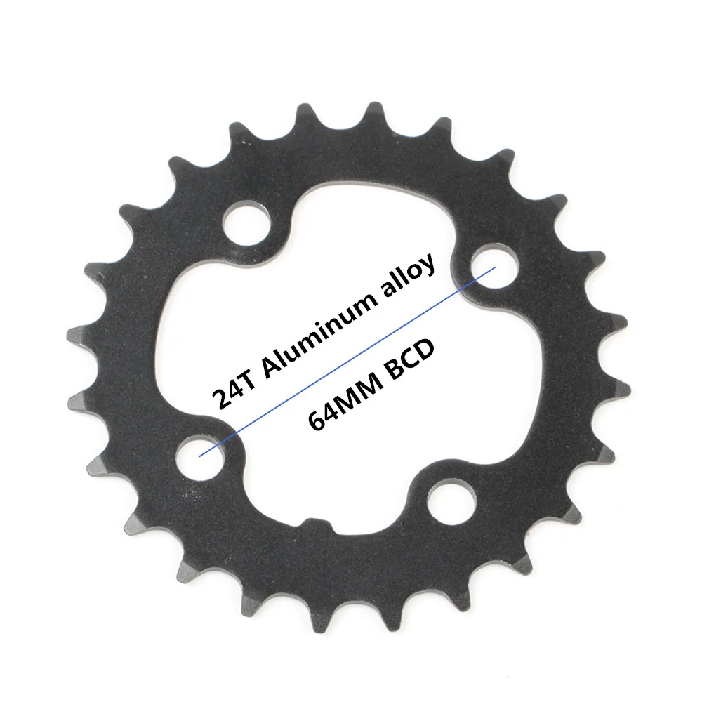 Круглая цепь MTB горный велосипед 104BCD 22T 24T 32T 34T 38T 42T 44T шатуны стали алюминиевый сплав зубная пластина запчасти - Цвет: 24T ALUMINUM