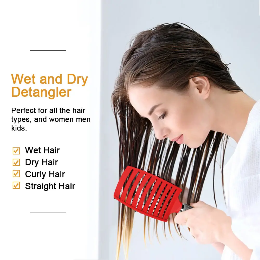 Acheter Brosse démêlante pour cheveux bouclés, peigne de Massage du cuir  chevelu 2A à 4C, démêlant droit et sec pour femmes