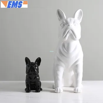 

20" Simulation Ceramic Whiteware Bulldog Sitting Position Canis Familiaris Companion Dog Decoration Creative Present 51CM Z2465