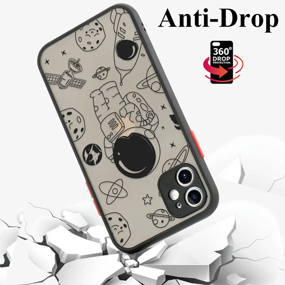 Case For Huawei P30 Pro Case P50 P40 Lite Hard Fundas Honor 8X 9A 20 10X 30 Lite Nova 5T Cartoon Astronaut Cover Lens Protection