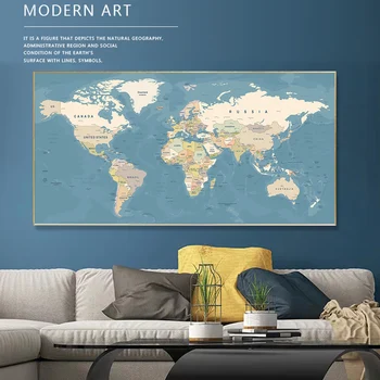 

The World Political Map Canvas Painting Scandinavian Poster Print Wall Art Picture for Living Kids Room Home Decor Free Shipping