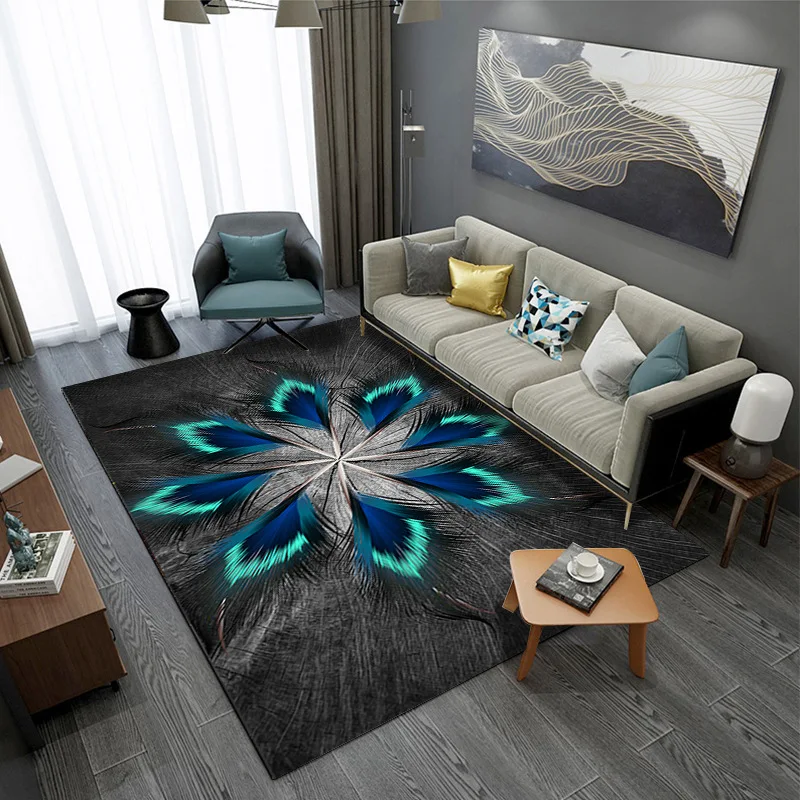 Современные Абстрактные Художественные перьевые 3D печатные ковры для гостиной, спальни, ковер для детской домашней комнаты, игровой коврик для ползания, кухонный коврик