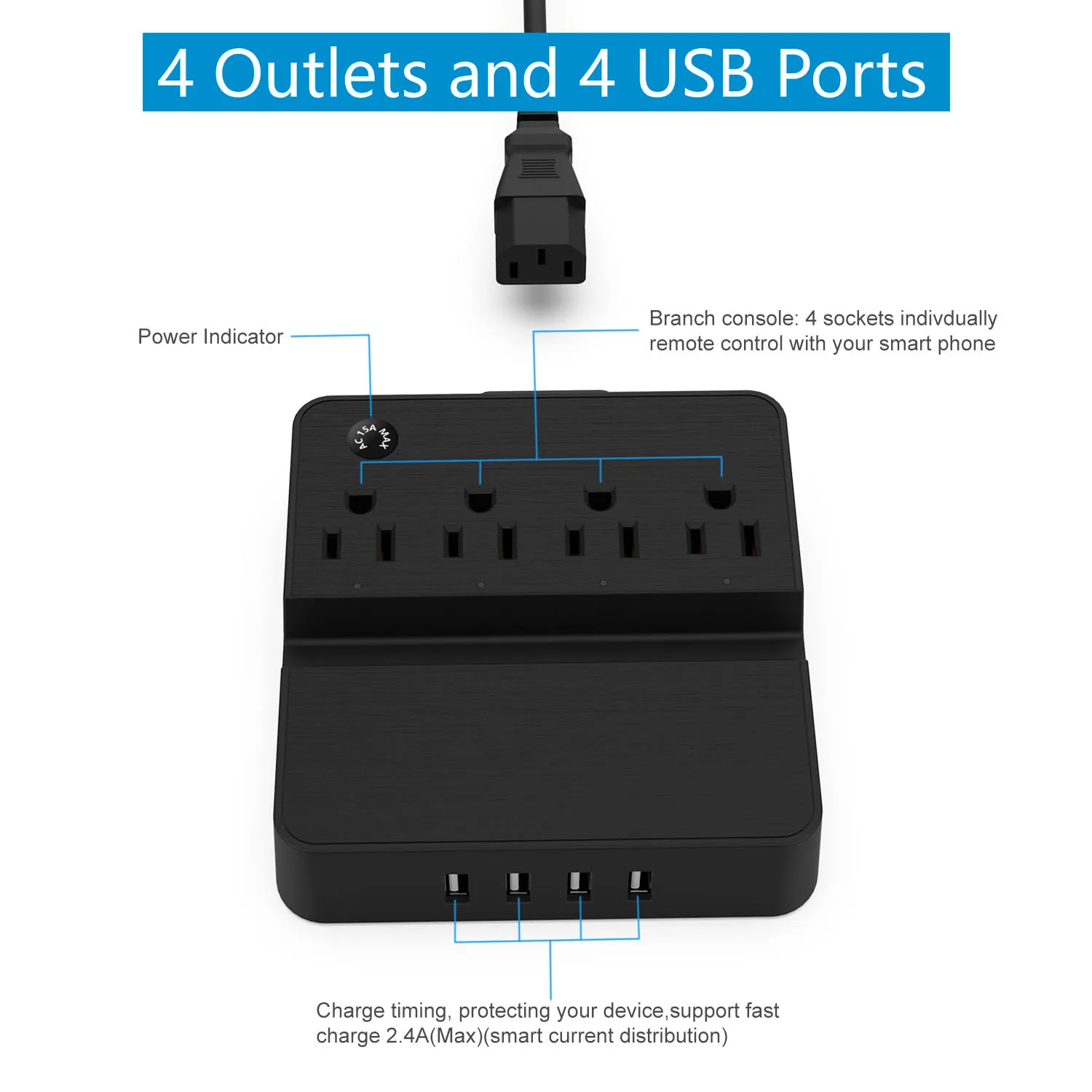 Wifi Smart power Strip Защита от перенапряжения 4 розетки США розетка с USB голосовым управлением удлинитель работает с Alex Google Home