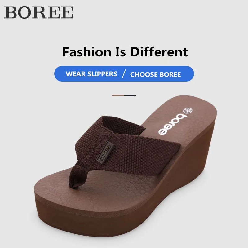 

BOREE Flip Flops Women Shoes Beach Sandals Wedge Platform Light Plus Size Shoes Non-slip Slippers dames teenslippers zomer 2020