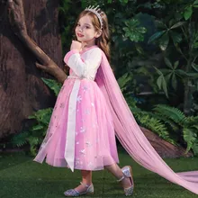 Платье принцессы Эльзы для девочек; рождественское праздничное зимнее платье для маленьких детей; одежда для костюмированной вечеринки с героями мультфильмов для подростков; Vestido; Новинка года