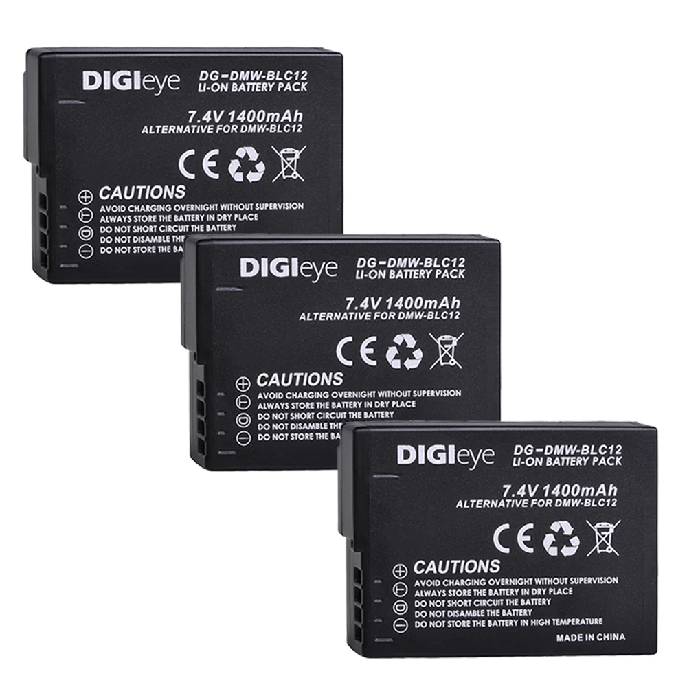 

3Pcs DMW-BLC12 BLC12E BLC12PP DMWBLC12 Batteries for Panasonic Lumix DMC-G5 G6 G7 GX8 G85 GH2 DMC-FZ200 FZ1000 FZ300