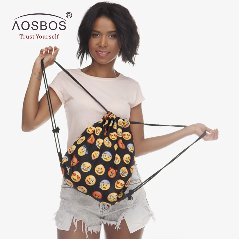 Aosbos с принтами из мультфильмов, Drawstring рюкзак спортивная сумка для отдыха на природе прочный обучение Фитнес мешок на завязках сумка для обуви