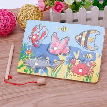 

HBB Baby Wooden Magnetic Fishing Game Board 3D Jigsaw Puzzle Children Education
