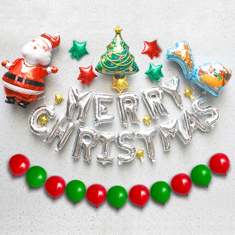 1 компл. Веселого Рождества сочетание Санта-Клаус Рождественский воздушный шар в форме дерева набор рождественской вечеринки украшение игрушка подарок шары - Цвет: Christmas set 2