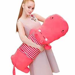 Pink closed eyes Полоса тела бегемота Мягкая кукла синий/розовый Бегемот водные животные открытый/закрытые глаза Huggable дети компаньон плюши подарок - Цвет: Pink closed eyes