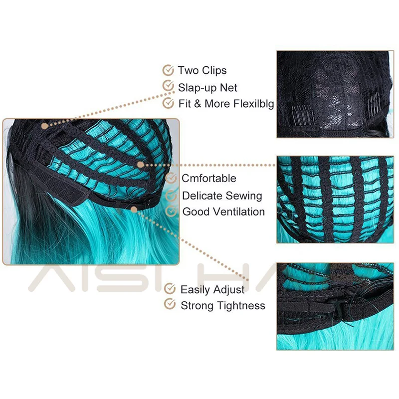 AISI волосы Омбре черный и синий прямой длинный парик натуральные синтетические волосы для черных женщин термостойкие волокна косплей вечерние парики