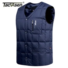 TACVASEN белая куртка на утином пуху, жилет, мужской зимний теплый легкий ветрозащитный жилет без рукавов, Модный повседневный мужской жилет, пальто