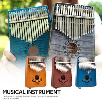 

Muspor 17 Keys Kalimba Mahogany Thumb Piano with Tuning Hammer Carrying Case Musical Instrument for Beginner