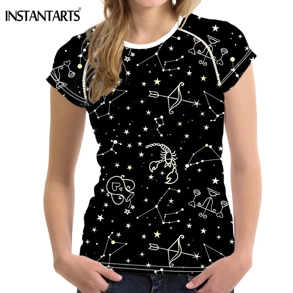 

INSTANTARTS 3D Starry Constellation Print Quick Dry Running Shirt 2020 Casual Women Short-Sleeve T-shirts Outdoor Sport Clothes