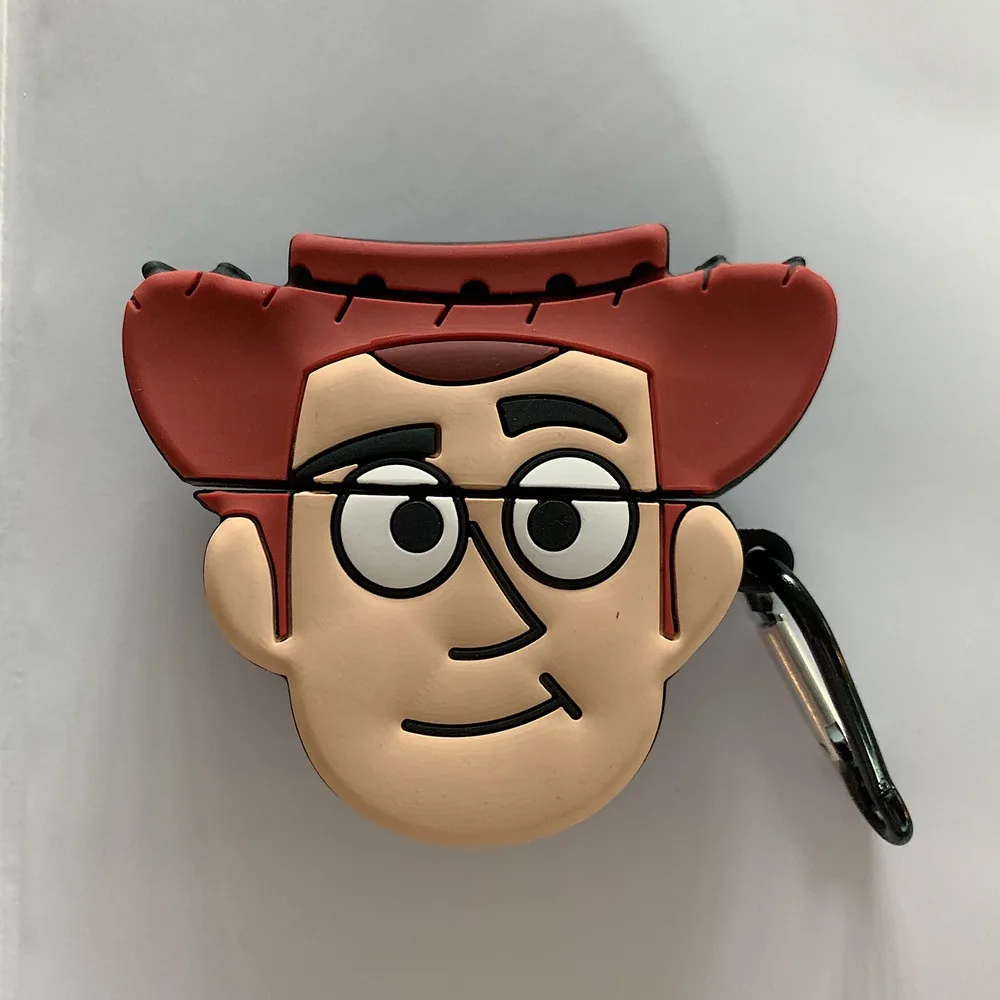 3D Мультфильм Базз Вуди милые кожухи головных телефонов для AirPods 1 2 Bluetooth гарнитура зарядная Коробка Чехол для наушников силиконовый чехол с крюком
