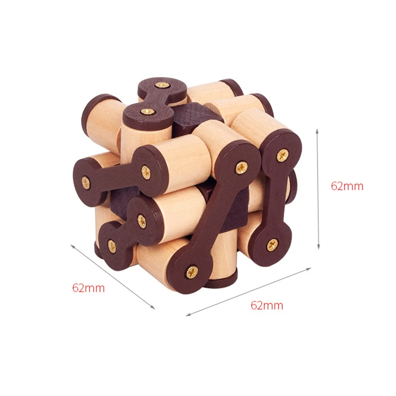 Vintage Wooden Box Luban Lock Puzzle Toy Brain Teaser Pillar Holes Matching Early Educational Lock Unlock Puzzle Toy