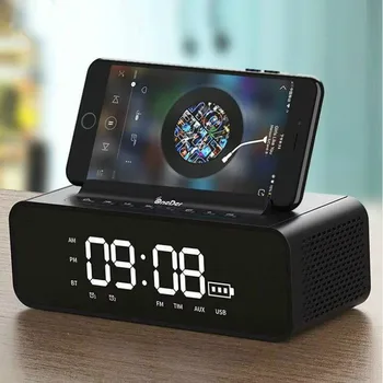 

Alarm Clock Support Aux Tf Usb Music Player Bedside Snooze Desktop Office Outdoor Led Mirror Digital Wireless Bluetooth Speaker