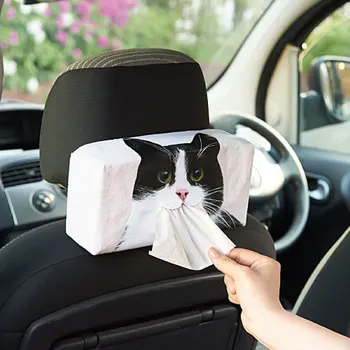 

Kawaii Colorful Cat Tissue Box Non-woven Fabric Car Armrest Seat Napkin Container Home Office Paper Towel Storage Supplies