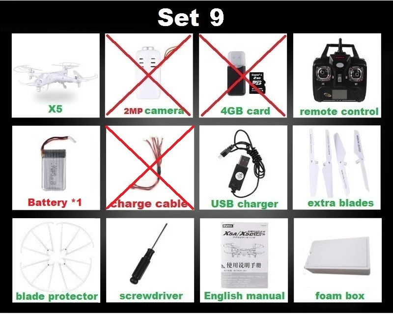 Set9 X5 No Cam 1B F SYMA X5C(обновление версии) дрона с дистанционным управлением 6-Axis Дистанционное Управление вертолет Квадрокоптер Дрон с 2MP HD Камера или X5 дрона с дистанционным управлением без Камера - Цвет: Set9 X5 No Cam 1B F