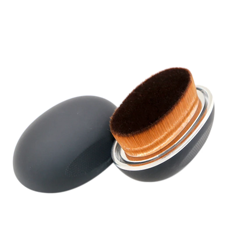 

ABVP Portable Oval Shape Makeup Brush With Cover Cap Powder Foundation Blush Blending Cosmetic Brush Soft Face Deep Cleaning Too