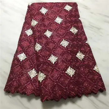 

High Quality French Net Lace Fabric With Rhinestones Tulle Lace Fabric For Wedding 5 yards/lot