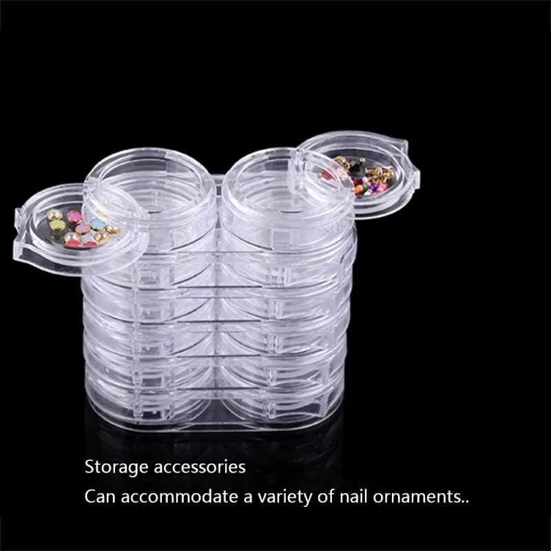 New Detachable Transparent 6-layer Nail Decorations Storage Box 12 Nail Box Container Manicure Tools