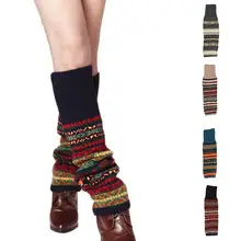 Женские разноцветные трикотажные носки в полоску, теплые зимние гольфы, носки для улицы, Calentadores de Mujer Para Invierno