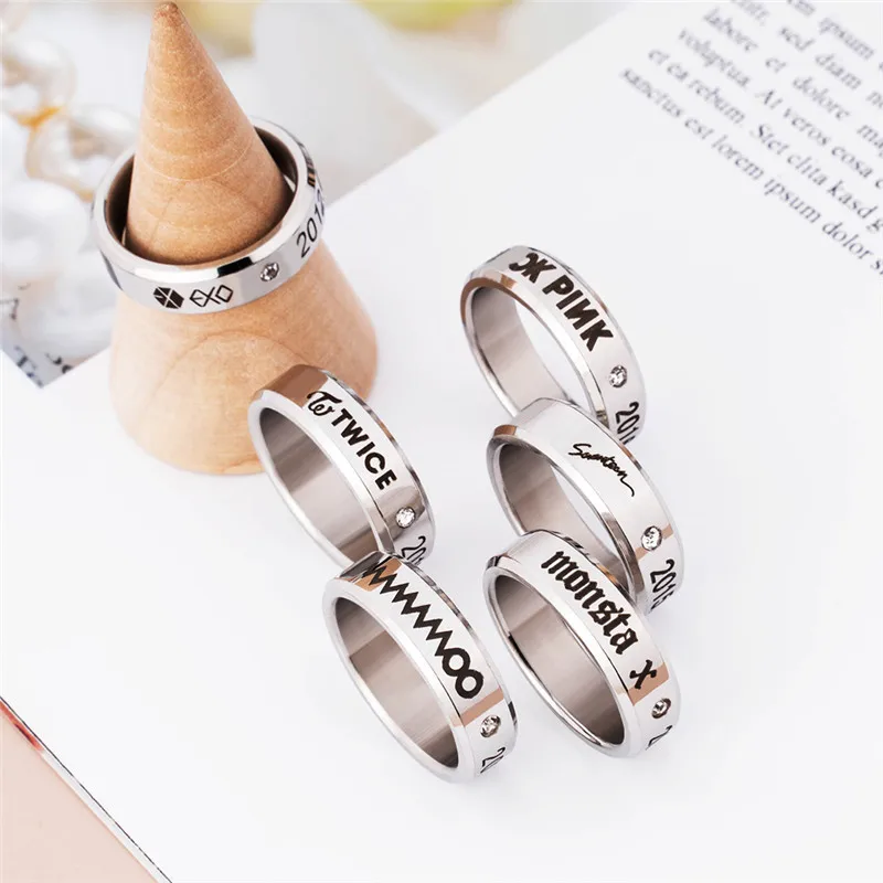 

KPOP BLACKPINK MONSTA X Ring Fashion Finger Rings EXO TWICE SEVENTEEN MAMAMOO Accessories for Men and Women