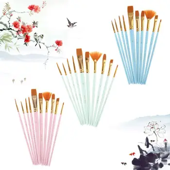 

10Pcs Paint Brushes Set Nylon Hair Painting Brush Oil Acrylic Watercolor Pen Art