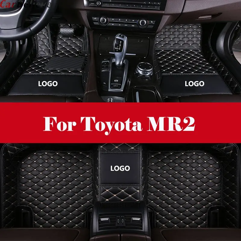 

Car Floor Mats Carpet Leather Floorliner Water&Dust-Proof Protector Floor Mats Waterproof Mat+LOGO For Toyota MR2
